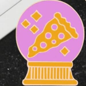 Pink Pizza Snow Globe Pin Brooch